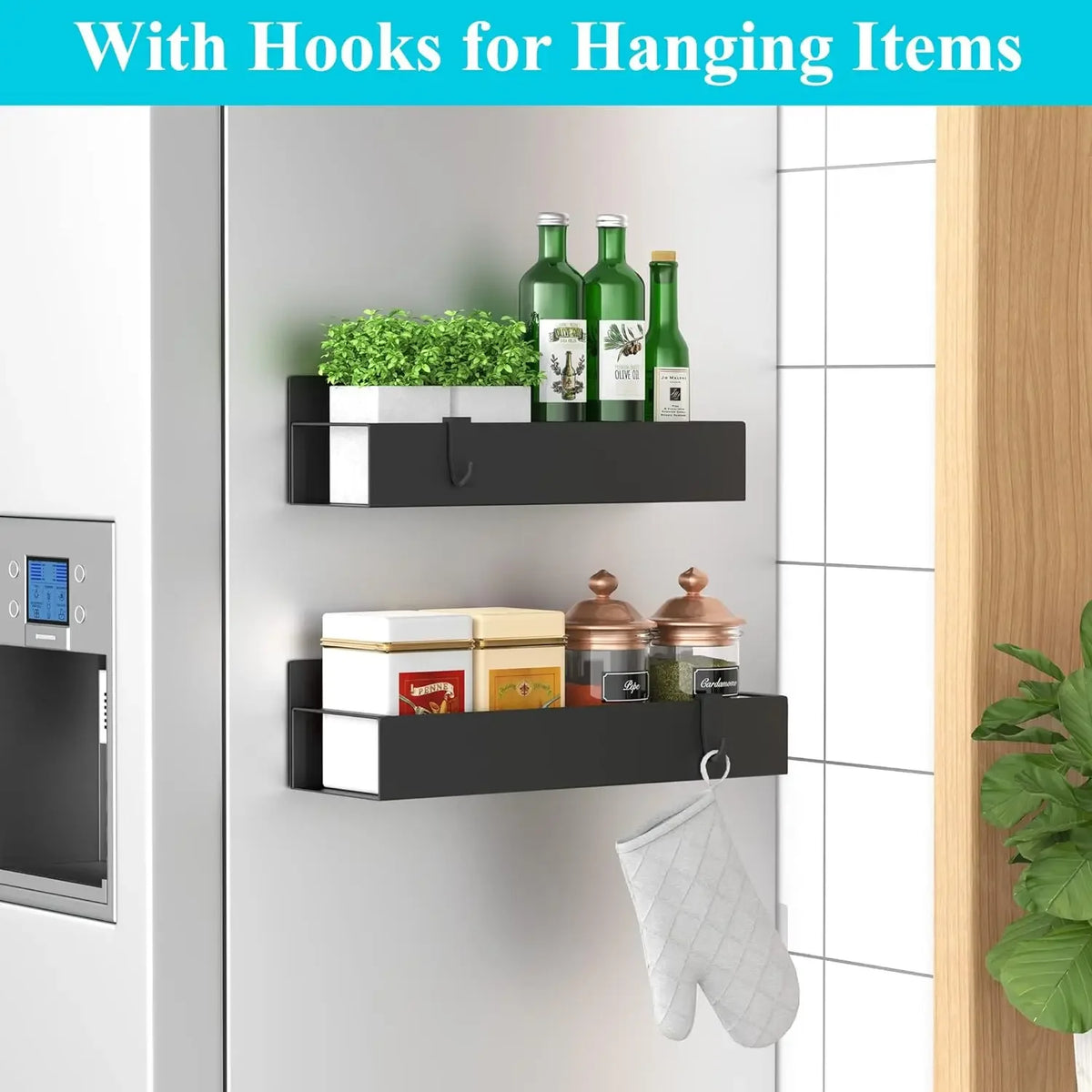 1/2/4pcs Kitchen Perforation-free Refrigerator Magnetic Storage Rack Side Multi-purpose Magnetic Absorption Storage Rack