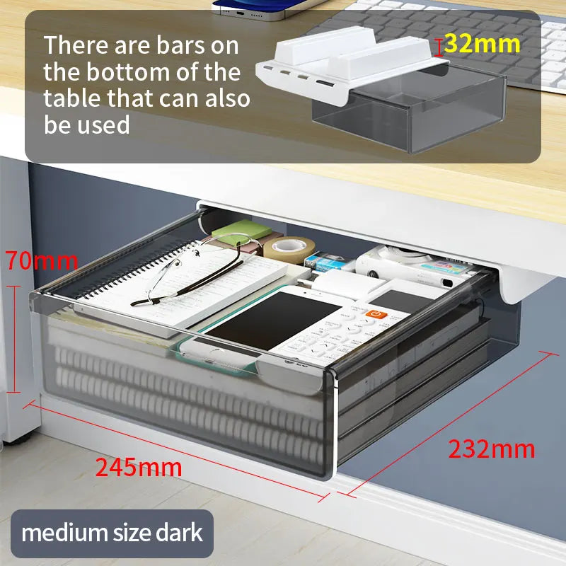 Self Adhesive Plastic Under Desk Drawer for Stationery Storage