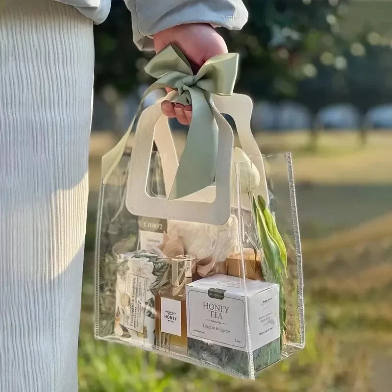 5/15/20pc PVC Gift Bags Packing Bag with Handle Wedding Accessories Festival Souvenir Party Present Candy Jewelry Packaging Home