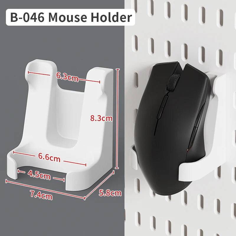 Modular Desk Pegboard Wall Storage for Office Accessories White Mouse Holder