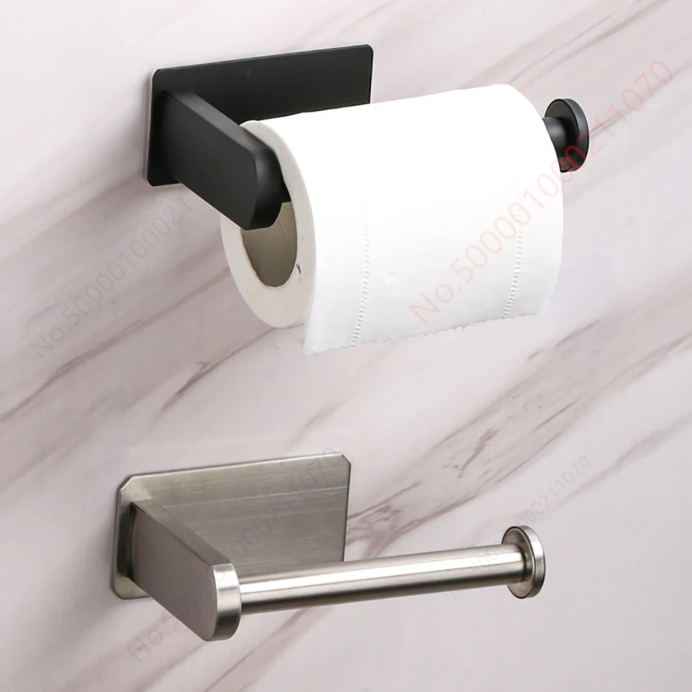 Stainless Steel Adhesive Toilet Roll Holder in Two Designs