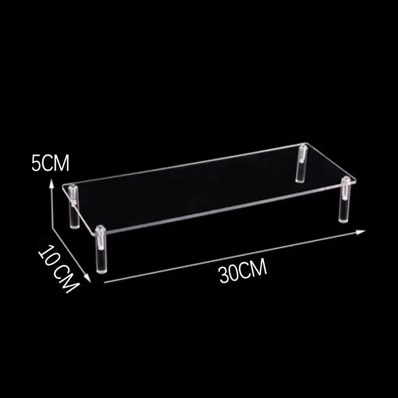 Tiered Display Stand with Clear or Wood Effect Shelves 1-30x10cm