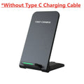 30W Wireless Charger Stand Pad for iPhone 16 15 14 13 12 Pro Samsung Xiaomi Phone Chargers Induction Fast Charging Dock Station Black No Cable