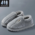 Men's slippers Winter Solid Color Wrap Heels Plush Slippers Non-slip Warm Women Men Home Casual Cotton Shoes Big Size 50 51 gray
