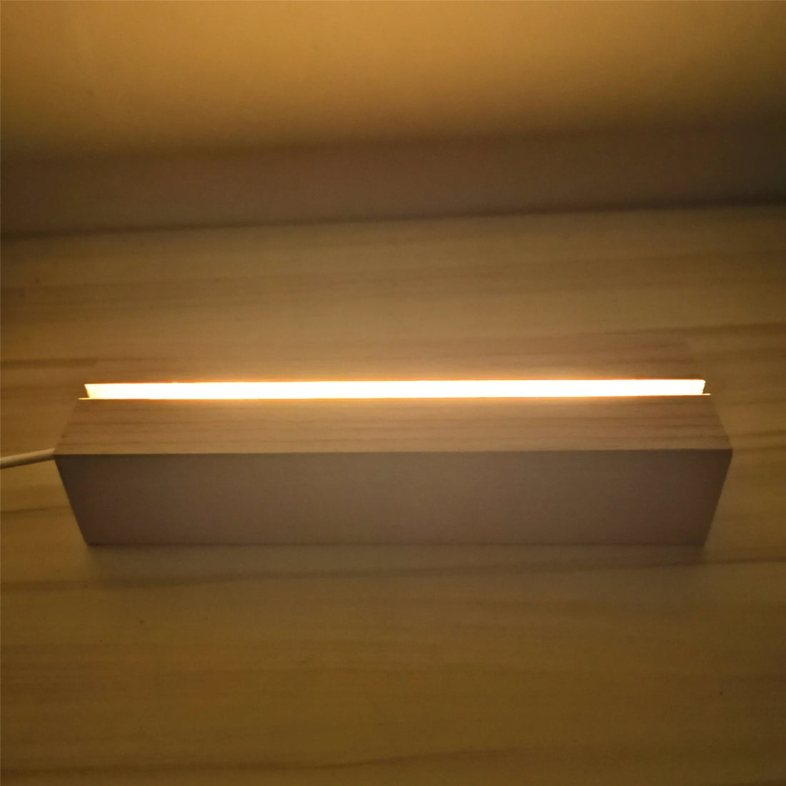 LED Display Base with Wooden Slot for Acrylic Art Panels