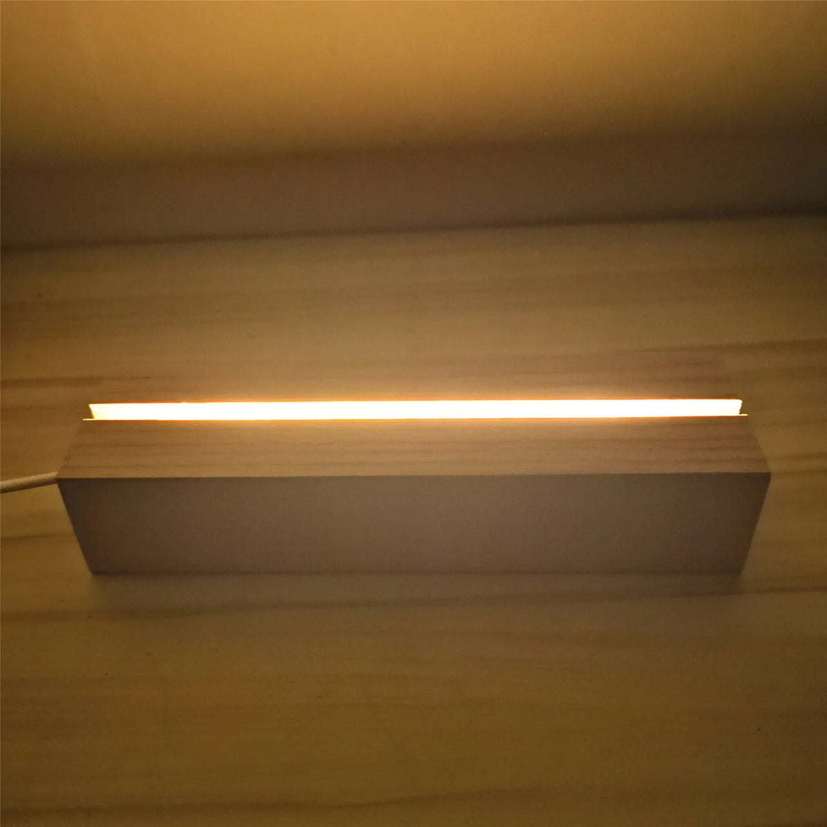 LED Display Base with Wooden Slot for Acrylic Art Panels