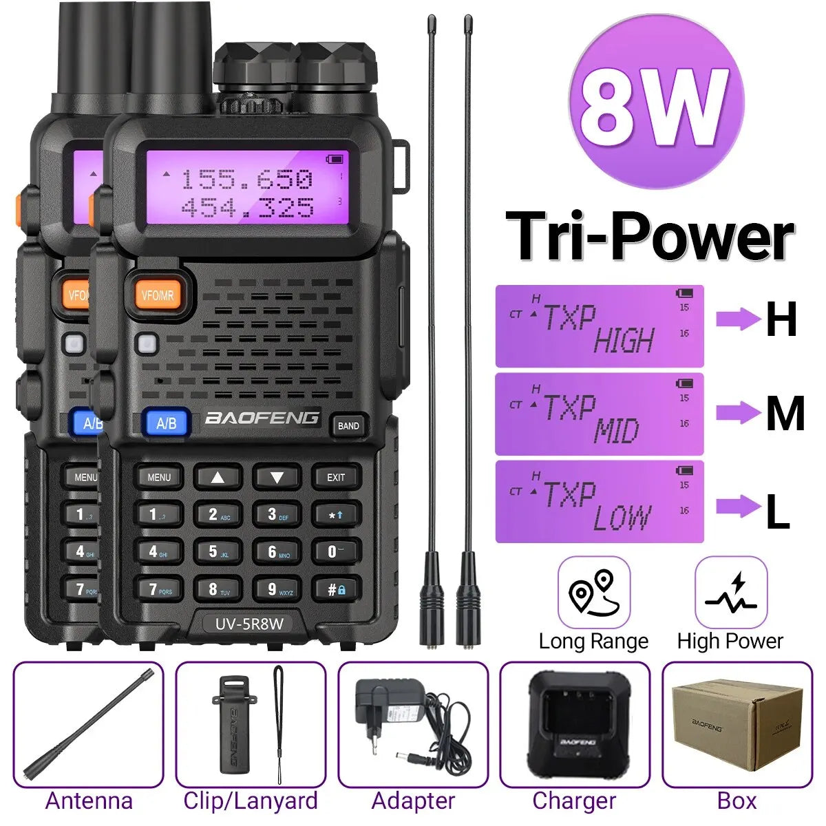 2PC Baofeng UV-5R Walkie Talkie Dual Band Long Range Ham Radio - Dicrodelights