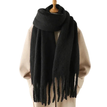 Women Winter Cashmere Scarf Thick Warm Pashmina Shawl Wrap Black