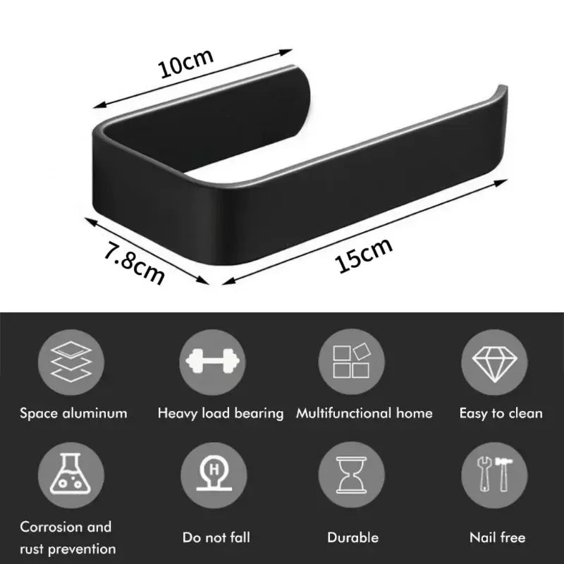 Self Adhesive Toilet Roll Holder in Black or White