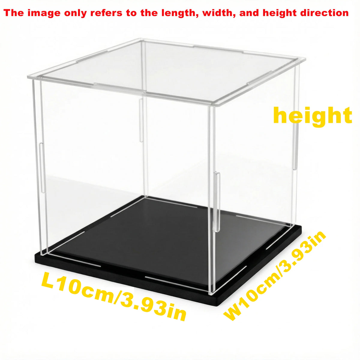 Acrylic Display Box with Black Base for Models and Collectibles LW 10x10cm