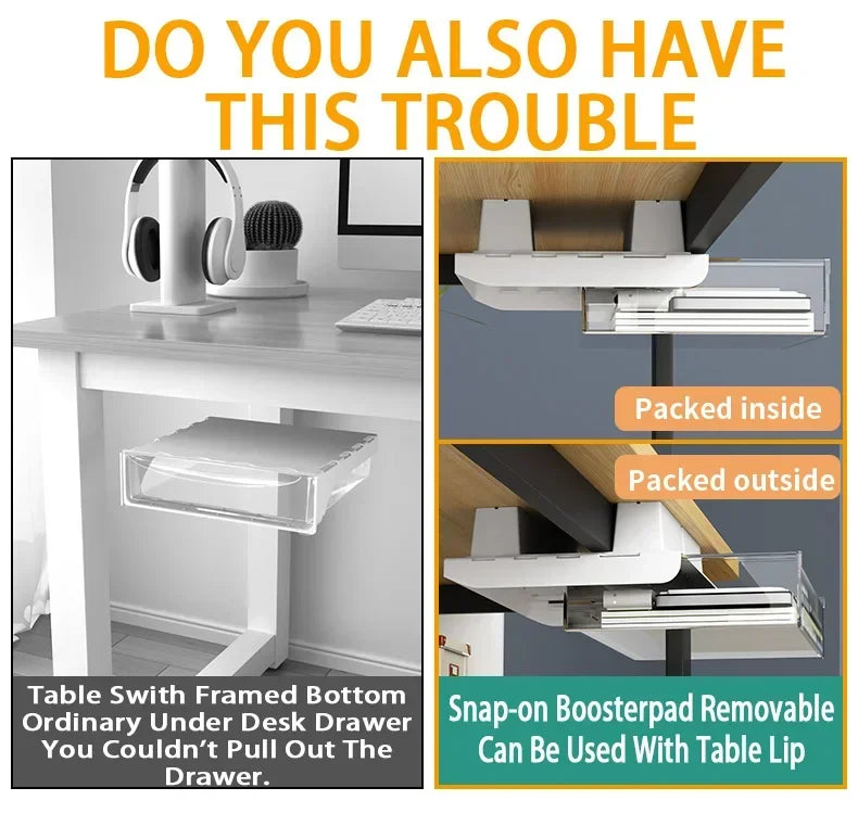 Self Adhesive Plastic Under Desk Drawer for Stationery Storage