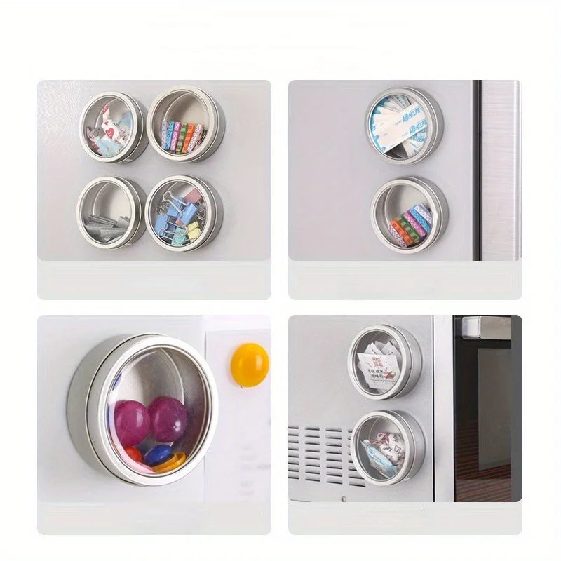 Magnetic Fridge Organiser Tin with Clear Lid, 1 or 2 Pack