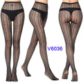 Women Sexy Fishnet Tights Jacquard Weave Seamless Pantyhose Yarns Garter Grid Fish Net Stockings Black Spider Gothic Lace Tights V6036 One Size