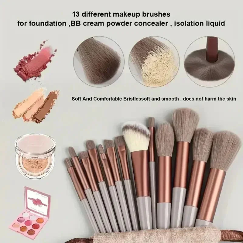 Professional Makeup Brush Set - Soft Fluffy Kabuki & Blending Brushes for Foundation, Powder, Eyeshadow | Beauty Tools Kit 13pcs black pp1 China Mainland