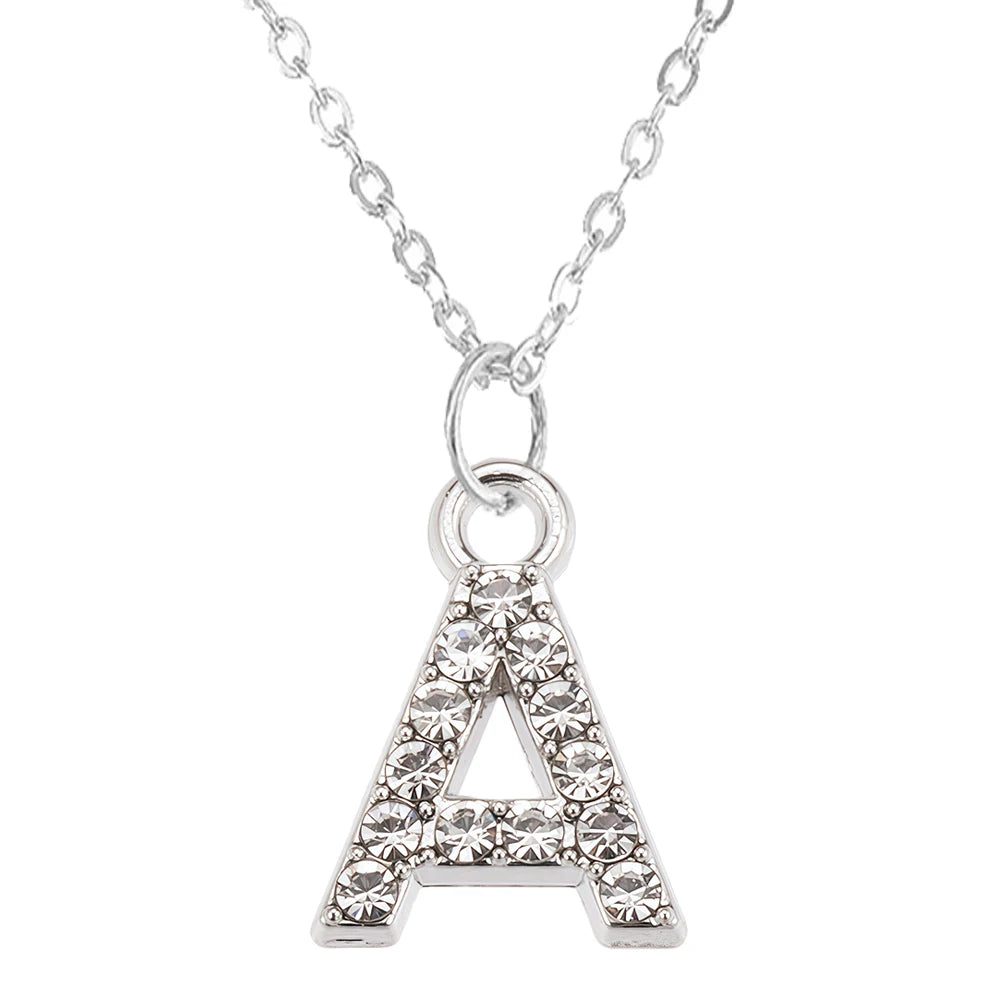 Fashion Shining A-Z Letter Pendant Charm Necklace 26 Initial Alphabet Name Clavicle Chain Party Valentine's Day Jewelry Gift A