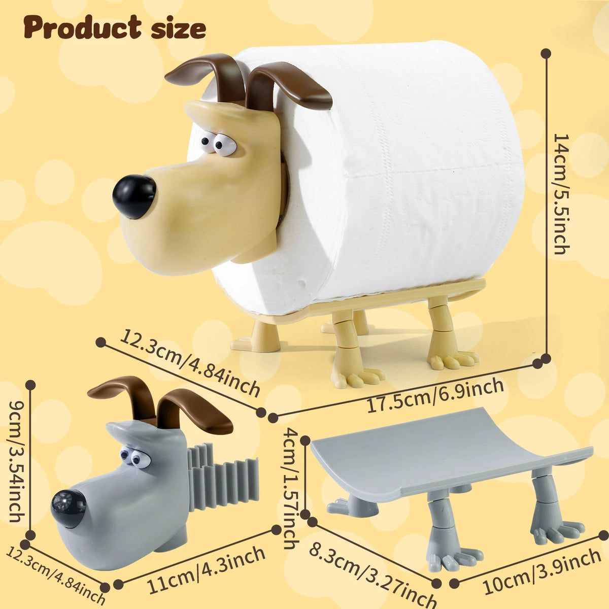 Plastic Animal Toilet Roll Holder in Dog Sheep and Raccoon Designs