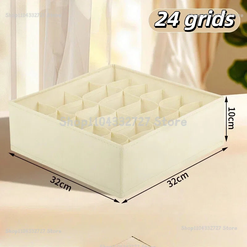 Fabric Drawer Storage Organiser for Underwear Bras and Socks yellow-24grids