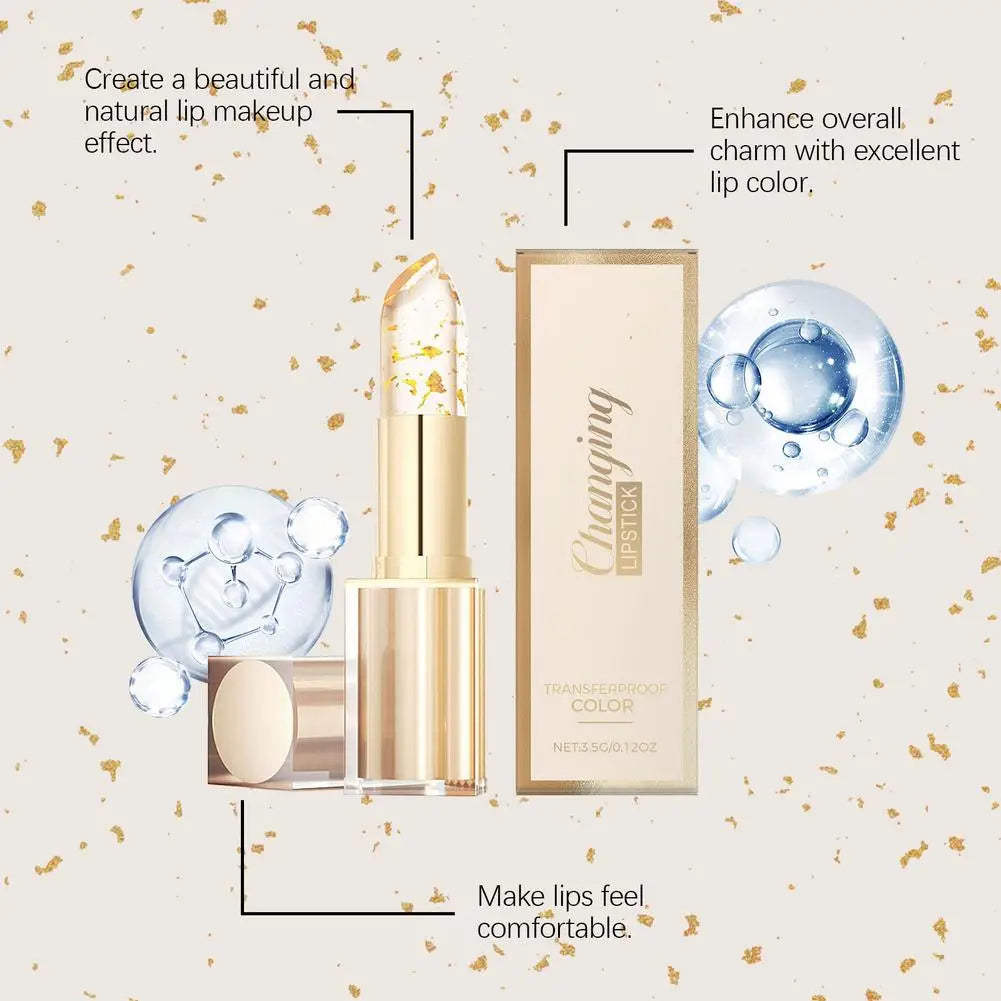 3.5g Transfer-Proof Color-Changing Lipstick Gold Leaf Discoloration Nourish Moisturize Water Light Softening Non-greasy Lip Blam
