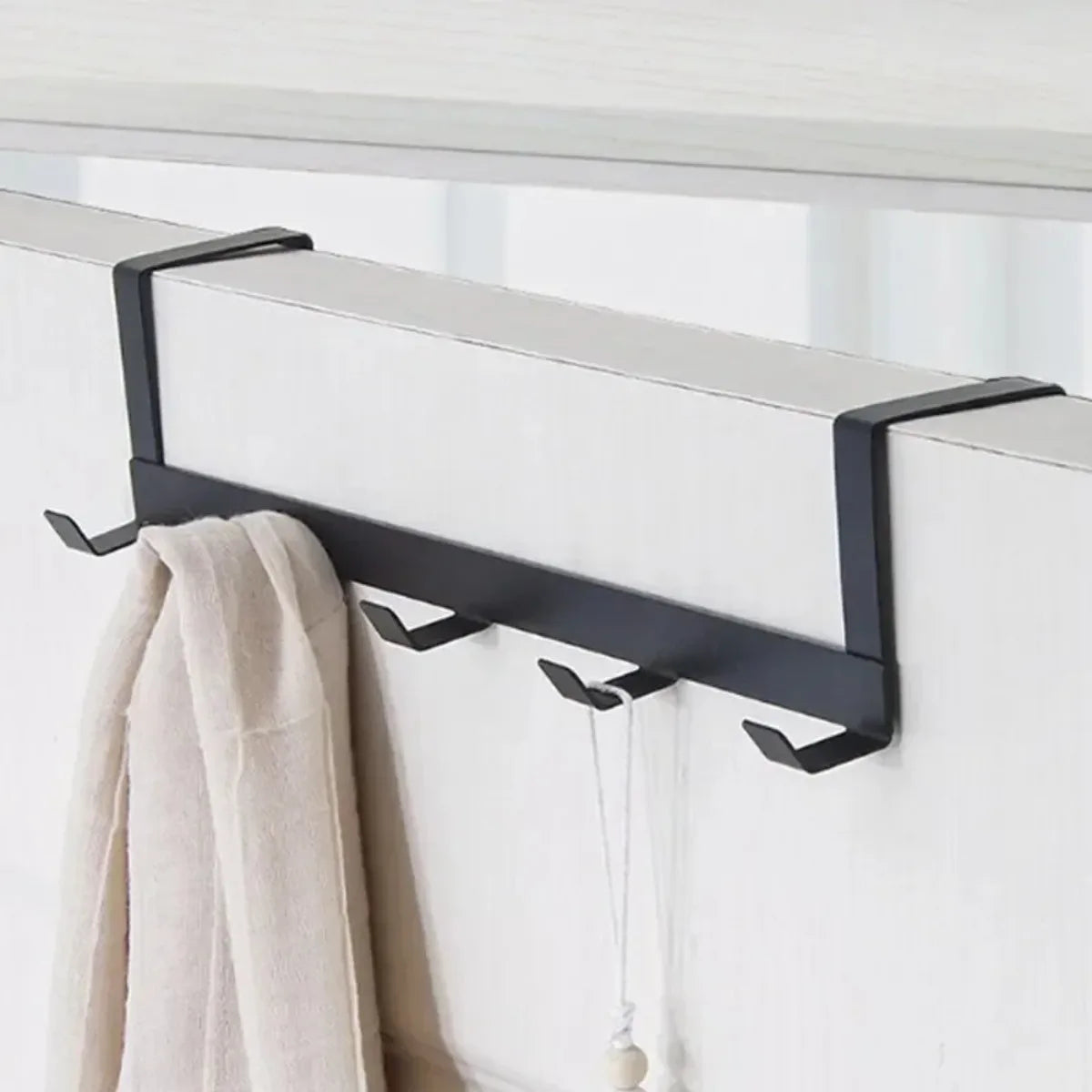 Five Hook Iron Over Door Rack for Bedroom Clothes Storage