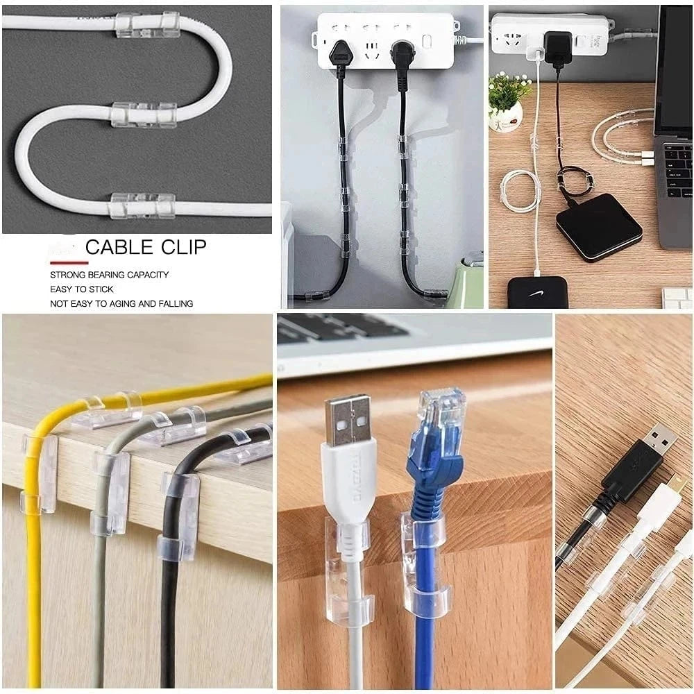 Self Adhesive Open Cable Clips for Desk Wire Routing