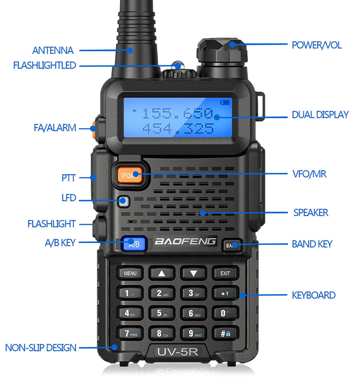 2PC Baofeng UV-5R Walkie Talkie Dual Band Long Range Ham Radio - Dicrodelights