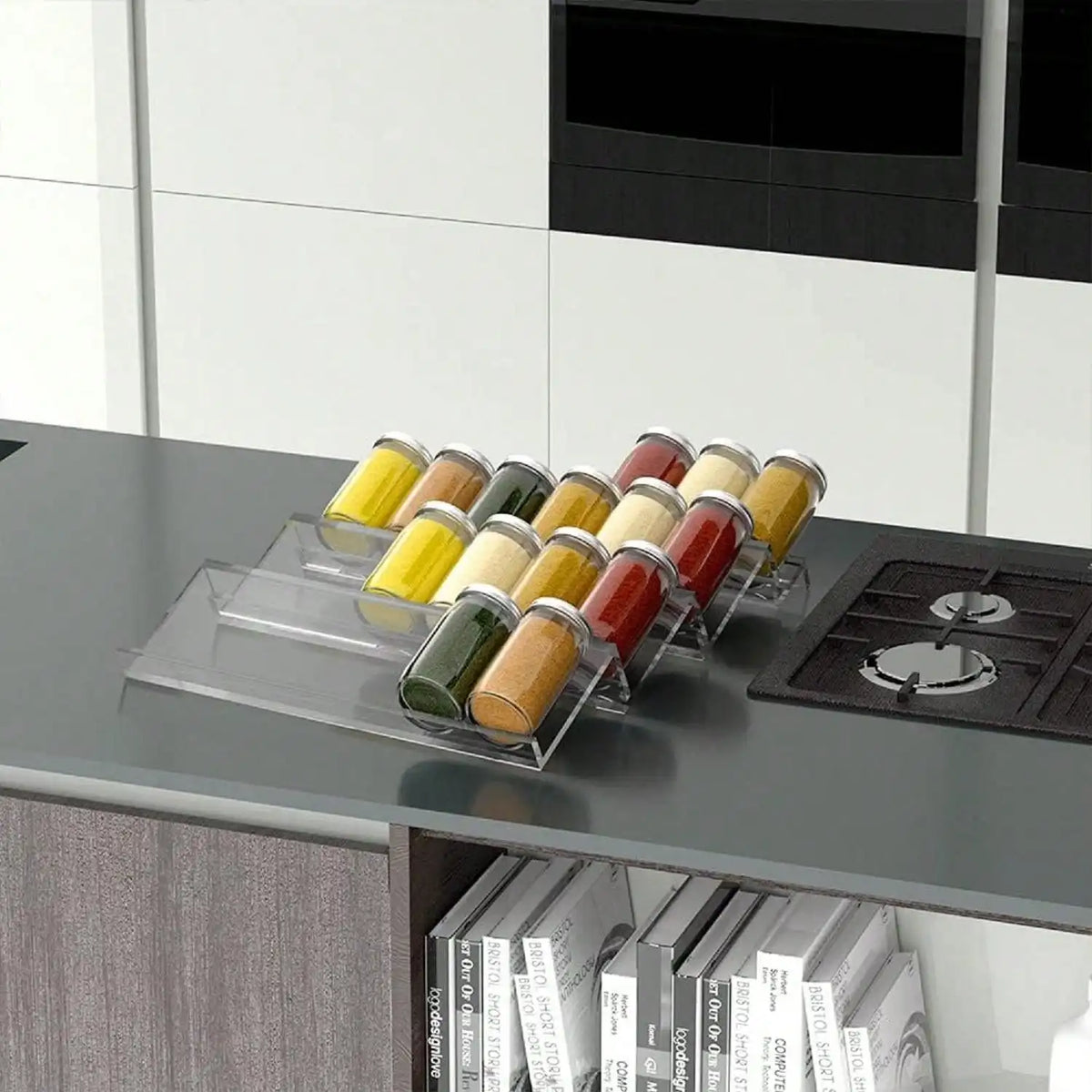 Expandable ABS Spice Drawer Organiser for Kitchen Jars