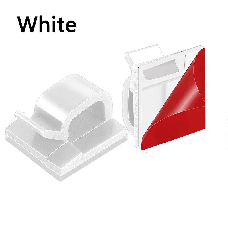 Self Adhesive Acrylic Cable Clips for Desk Lead Routing White