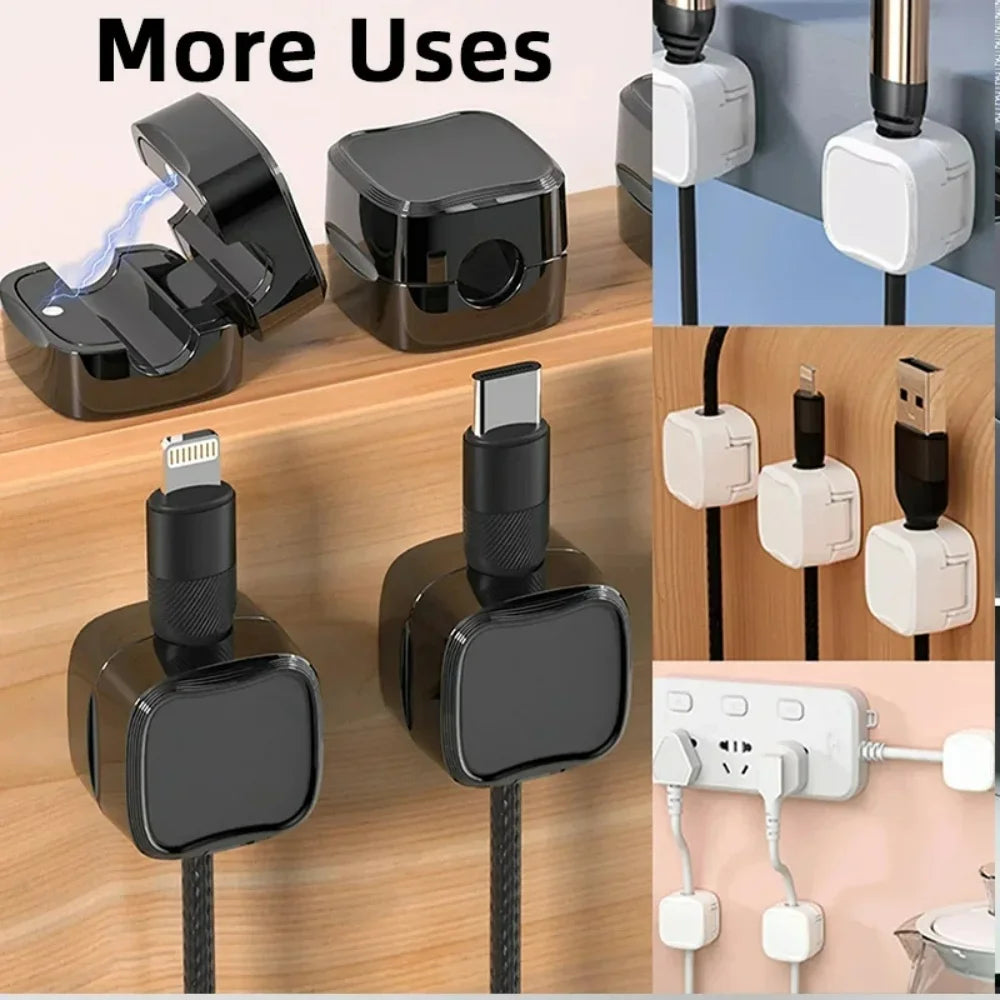 Magnetic Desk Cable Holders for Charging and Audio Leads
