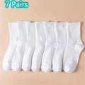 1/7/10/20 Pairs Mid Length Socks Women Classic Black White Solid Color Fashionable Casual Sports Absorbing Breathable Men Socks 7 Pair-1