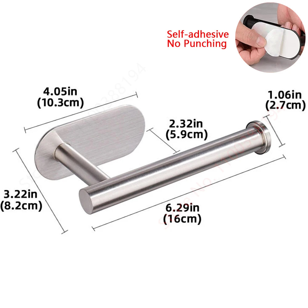 Stainless Steel Wall Mounted Toilet Roll Holder and Hooks Paper Holder silver
