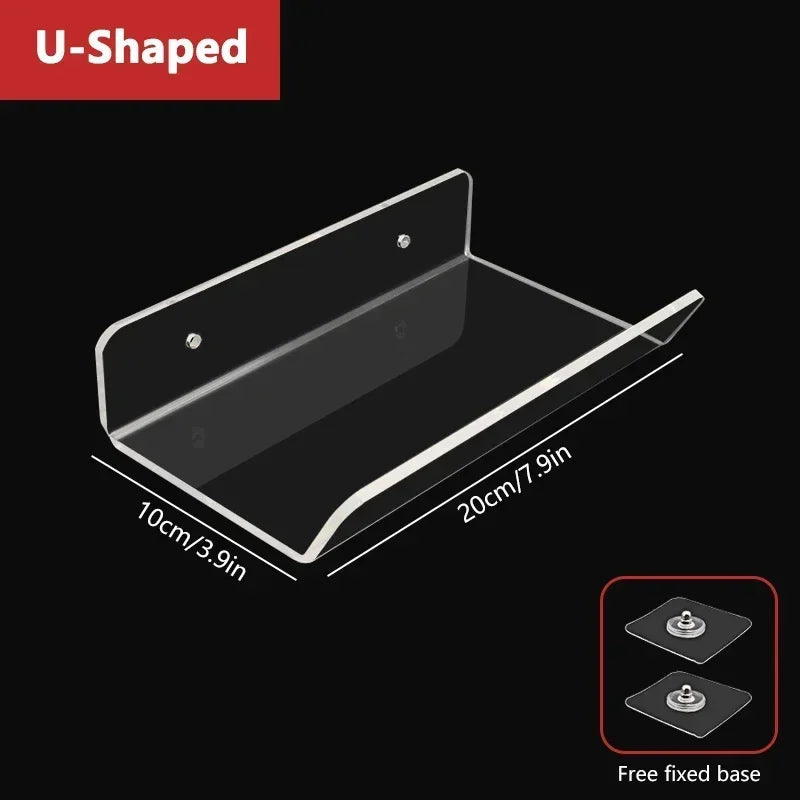 Clear Floating Wall Shelf No Drill, Waterproof, 20cm to 50cm Sizes