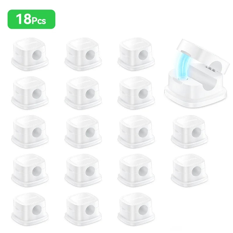 Self Adhesive Magnetic Desk Cable Clips for Charging Leads White 18PCS