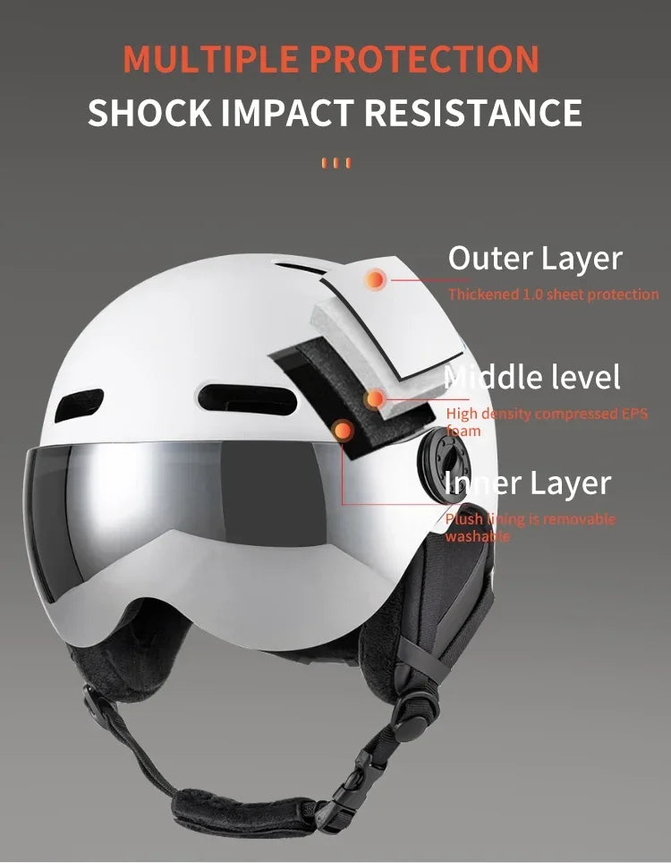 Seeker Ski Helmet with Goggles Winter Snow Helmet Outdoor Sports Alpine Skiing Skating Helmet Adult Men's and Women's Ski Helmet