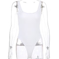 White Strappy Bodysuit Sexy Backless Ribbed Bodysuit Romper string femme sexy Sleeveless Tank Top gloved bodysuit Body Female