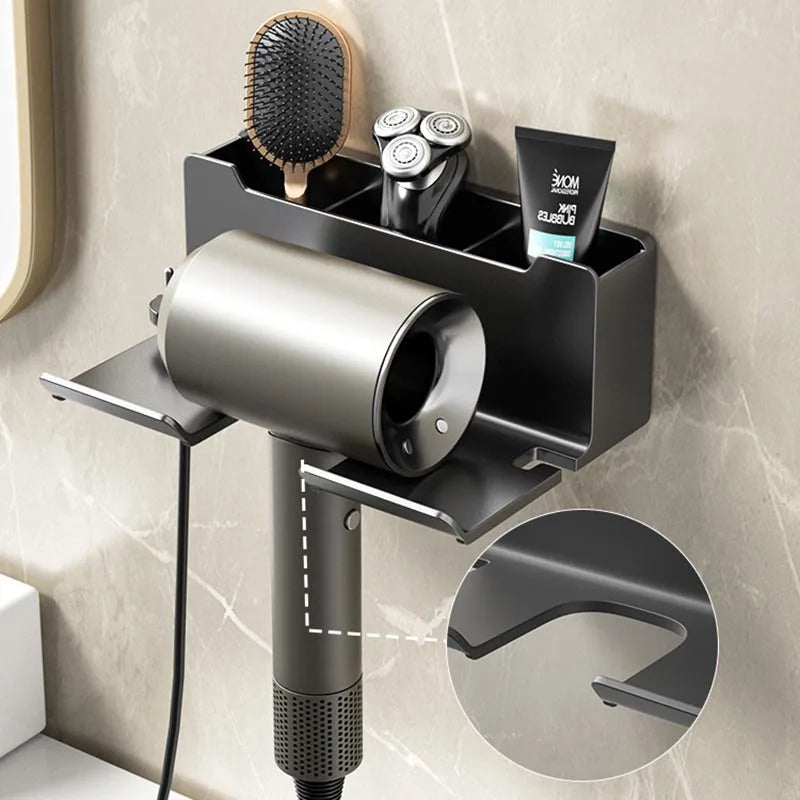 Wall Mounted Hair Dryer Holder for Bathroom Shelf Without Drilling Plastic Hair Dryer Stand Bathroom Organizer Storage Bracket