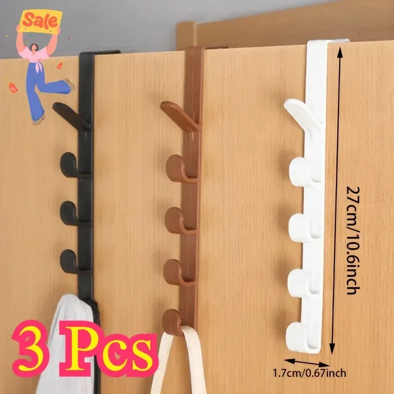Plastic Over Door Hook Rack for No Drill Bag and Hat Storage