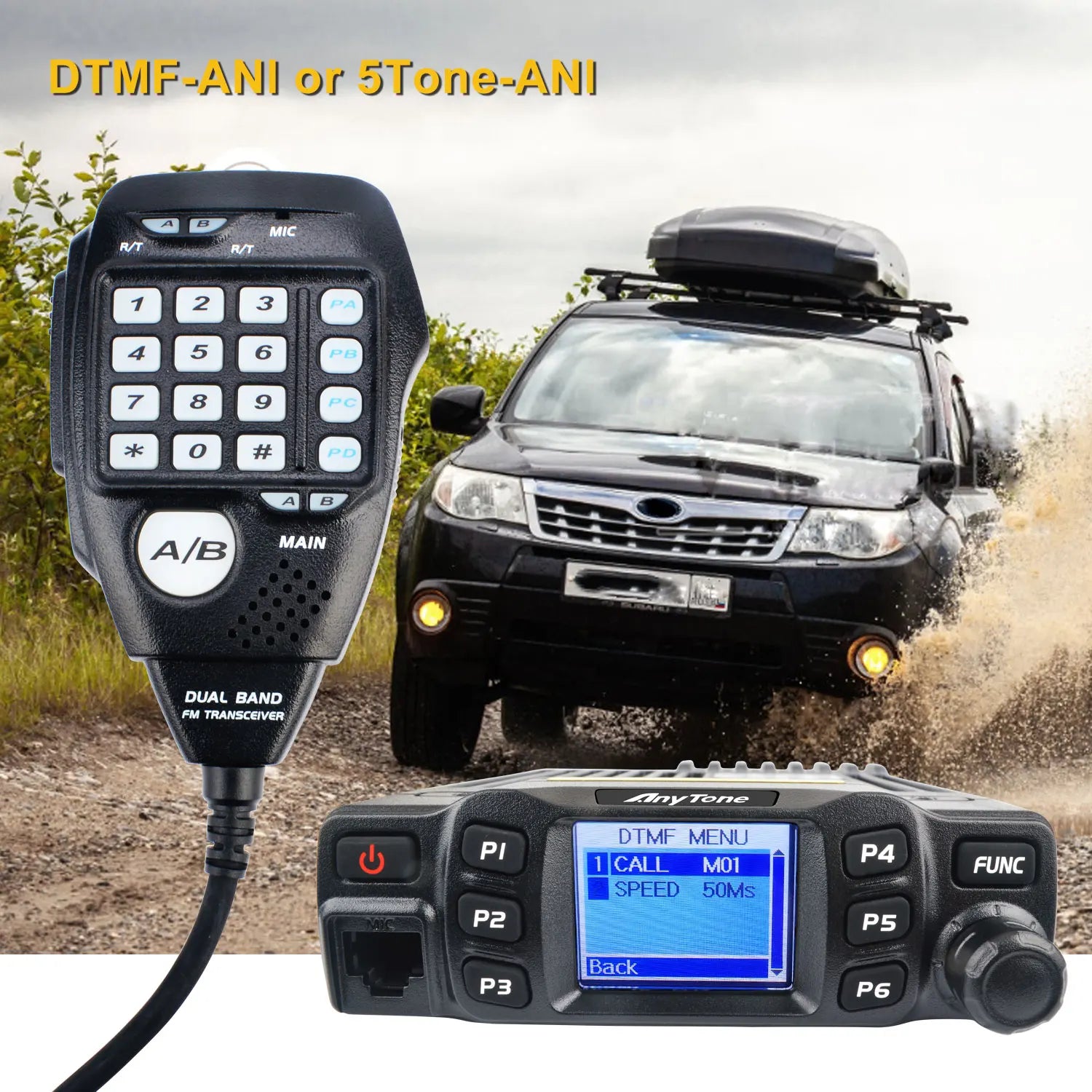 AnyTone Walkie Talkie GMRS AT-778UV AT-778UVII 136-174 & 400-490MHz 25W Dual Band VOX Analog Mobile Radio Color Display