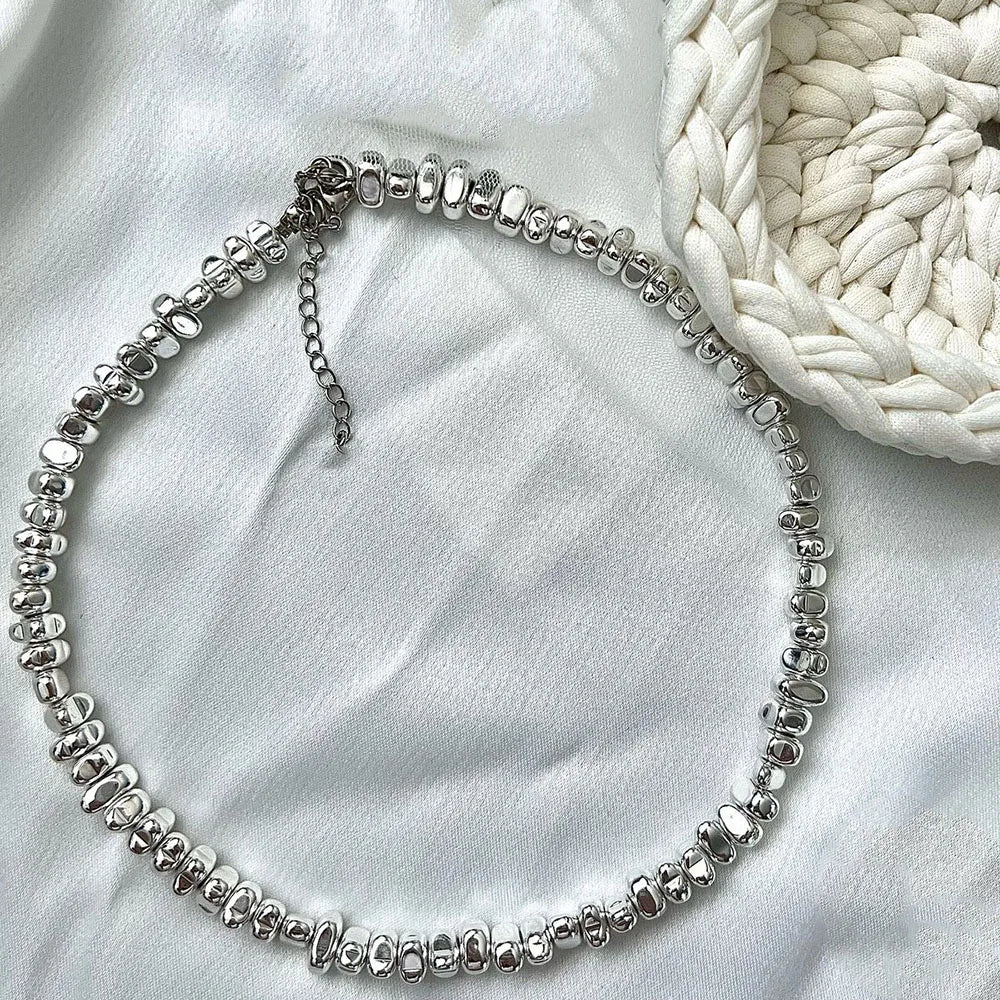 Elegant Irregular CCB &Pink Stone Beads Chain Heart Pendant Necklace For Women Choker Dinner Party Valentine's Jewelry N0498 N0489-3