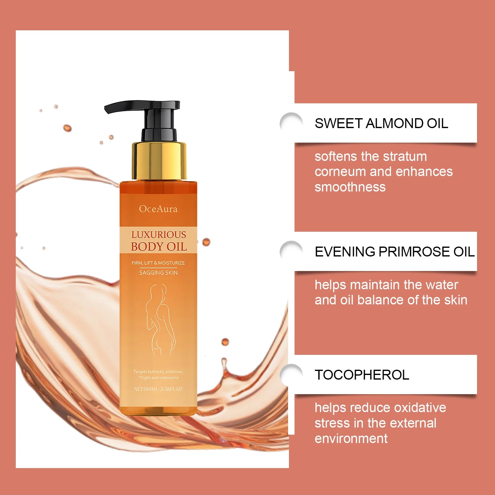 Lifting & Firming Body Oil Tighten Sagging Skin Deep Moisturizing Dry Skin Repairing Soften Magic Luxury Nourishing Oil 100ml