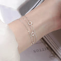 VENTFILLE 925 Sterling Silver Double Love Heart Hollow Round Beads Bracelet Female Fashion Romantic Jewelry Classic Adjustable 30HLZY6565