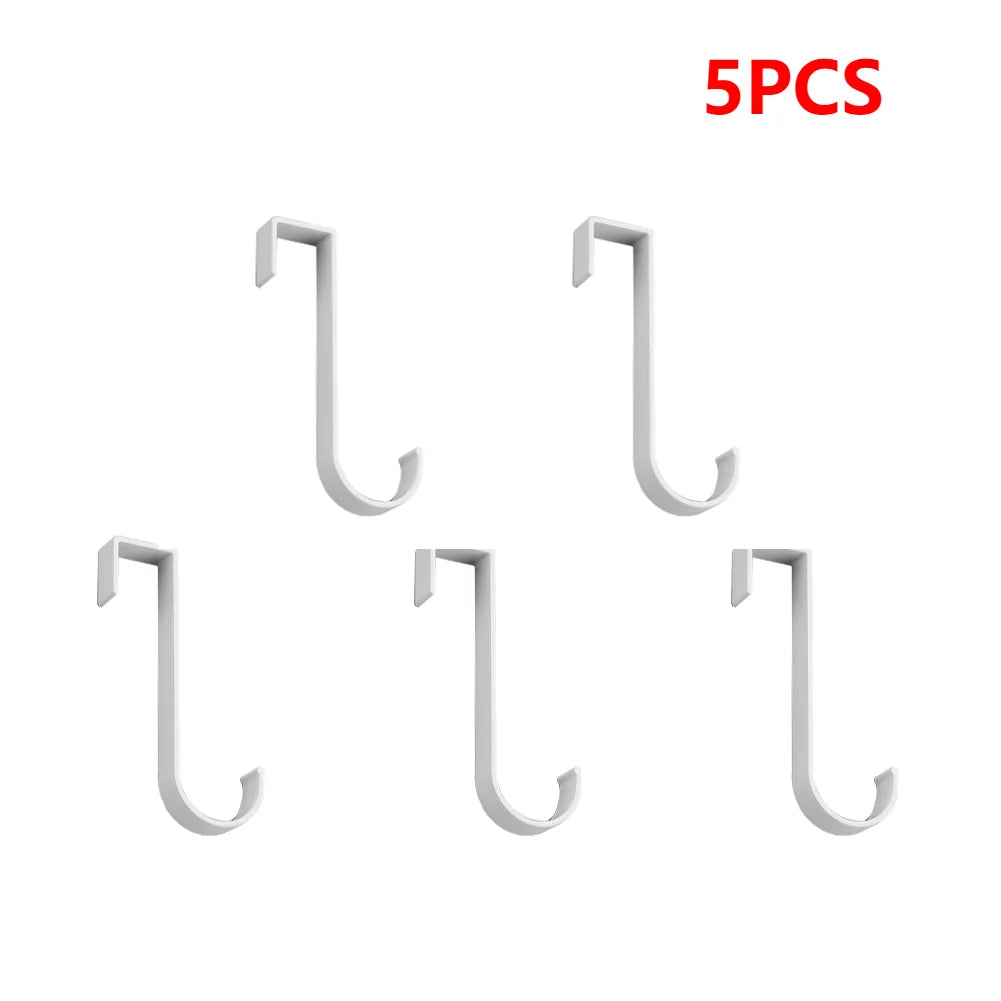 Aluminium Over Cabinet Door Hook for No Drill Bedroom Storage 5pcs white