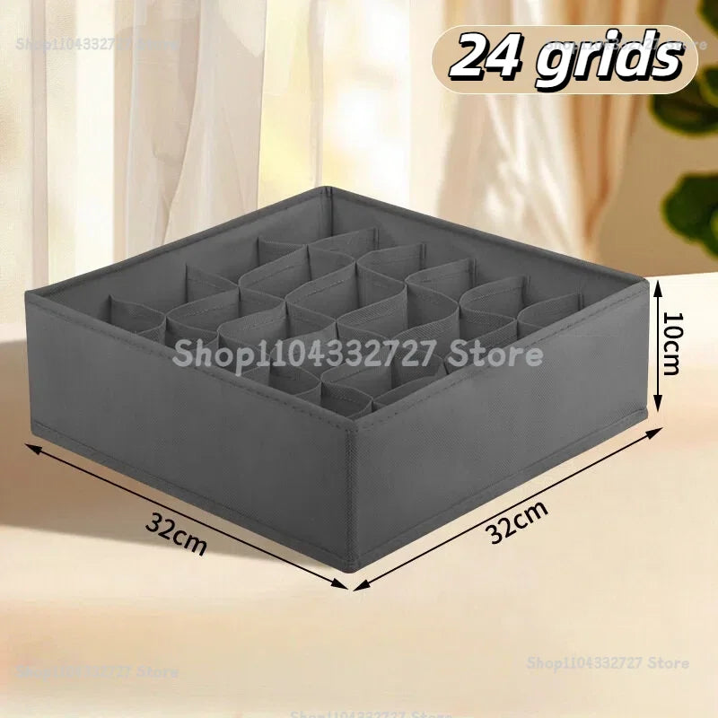 Fabric Drawer Storage Organiser for Underwear Bras and Socks grey-24grids