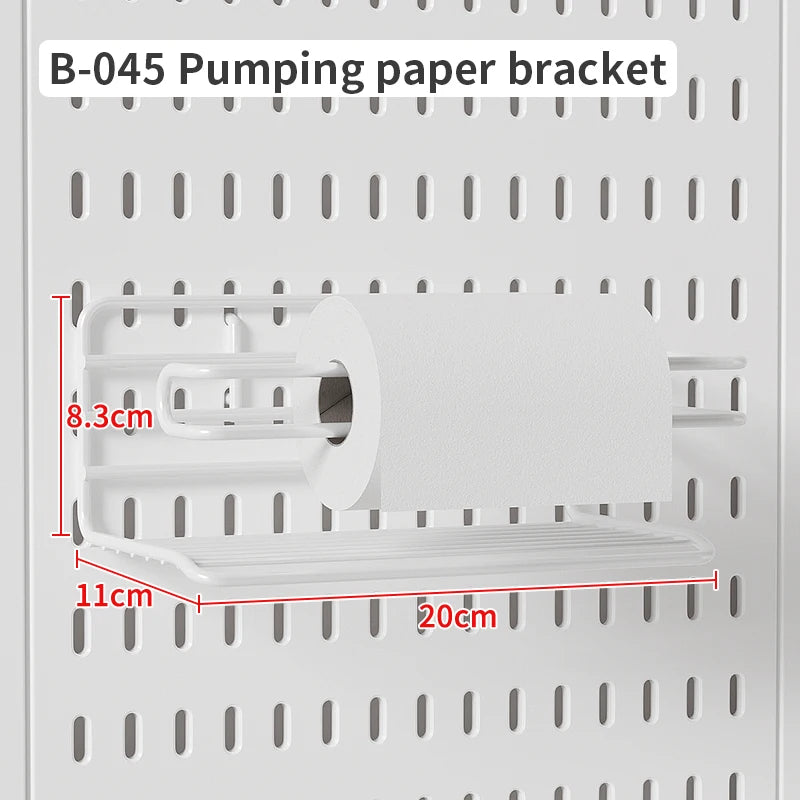 Wall-mounted Pegboard, Drill-free Storage Organizer For Home & Office Electronics, Suitable For Keyboard, Mouse Arrangement White Tissue basket