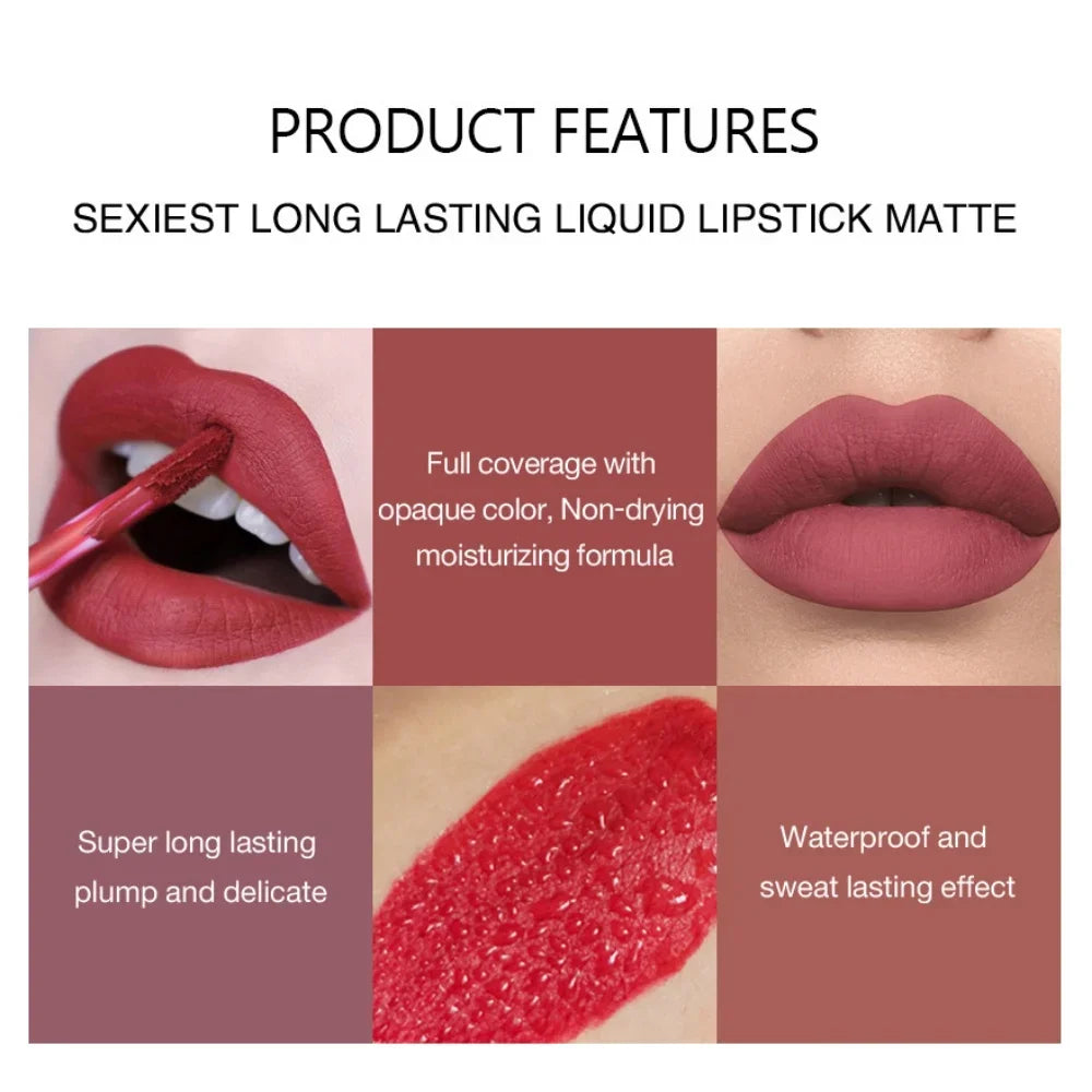 Long-Lasting Velvet Matte Liquid Lipstick for Women