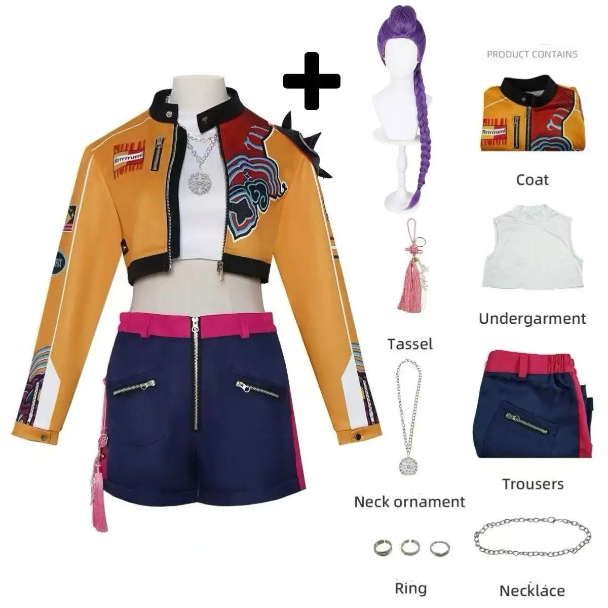 KPop Rumi Cosplay Costume Wig Women Girls Halloween Carnival Comic-con Party Role Playing Outfits Costume and Wig