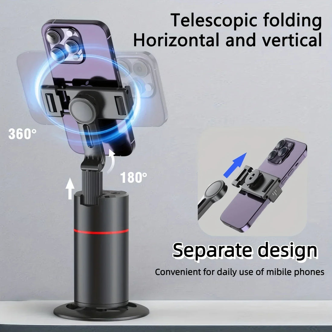 P02 Desktop Phone Stand Automatic Face Tracking 360 ° Rotation for iPhone 16 15 Samsung S23 Xiaomi Handheld Gimbal Selfie Stick