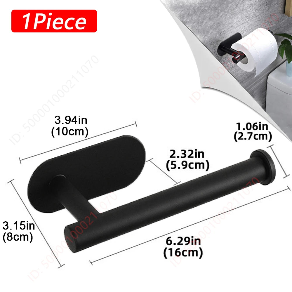 1~2PCS Toilet Paper Rack Bathroom Paper Towel Holder Adhesive Absorbent Paper Dispenser WC Kitchen Hardware Storage Accessories 1Pc Black Holder A