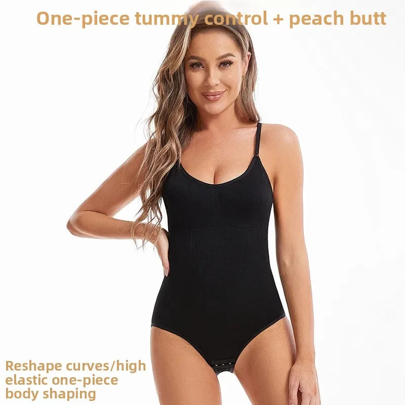 Women's One-Piece Shapewear Thin Summer Suitable Abdomen Inward Drawstring Halter Neck Design Body Sculpting Underwear