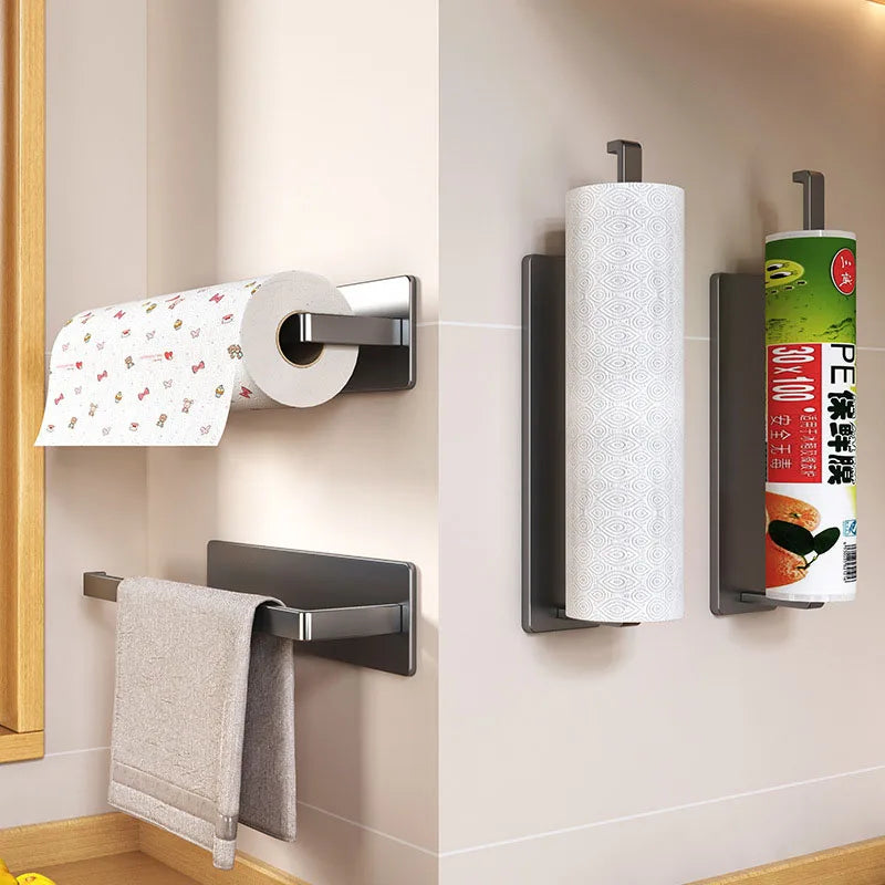 Kitchen Paper Towel Holder Wall Mount Bathroom Toilet Lengthen Storage Rack Towel Rack Self-Adhesive Kitchen Paper Roll Rack