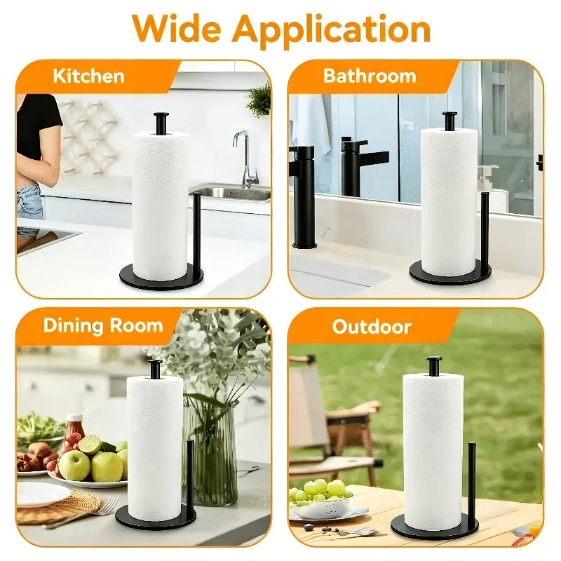 Kitchen Desktop Paper Towel Holder with Reinforced Base, Space Saving Countertop Organizer, Modern Durable Toilet Paper